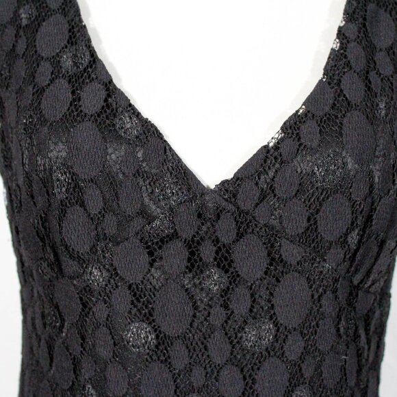 Rare Y2K Gothic Flapper Lace Dress Black Asymmetrical Hem WHBM Size L Romantic - Picture 3 of 8